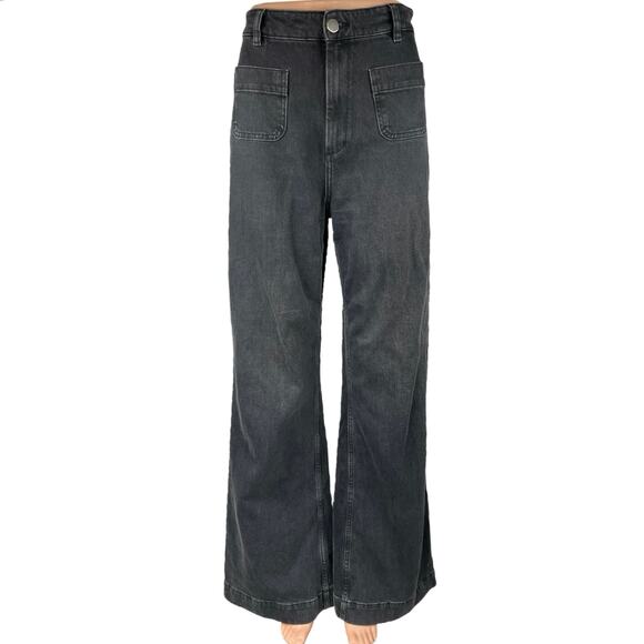 & Other Stories Women's Black High Waisted Wide Leg Flared Denim Jeans Size 29 - Picture 1 of 6